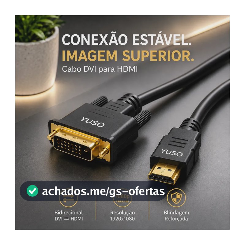 Cabo Hdmi Para Dvi 1,8 Metros 24+1 Bidirecional Full Hd Banhado A Ouro Blindado Dual Link Monitor Notebook Pc Tv Games Hdmi Macho X Dvi Macho - Yuso