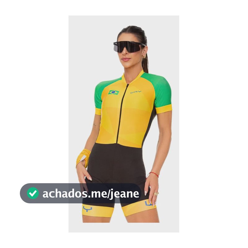Macaquinho Macacão Feminino Brasil Manga Curta Ciclismo Mtb Brasil Verde E Amarelo M
