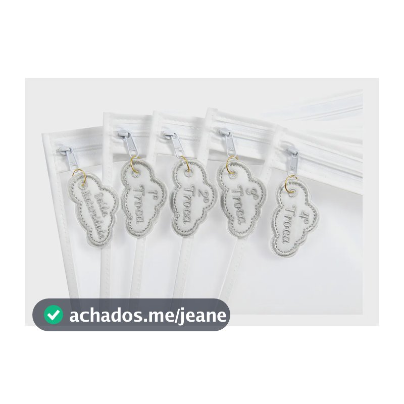 Kit 5 Saquinhos Maternidade Com Tag Bordada De Identificação Cor Nuvem Branca Desenho Do Tecido Plástico