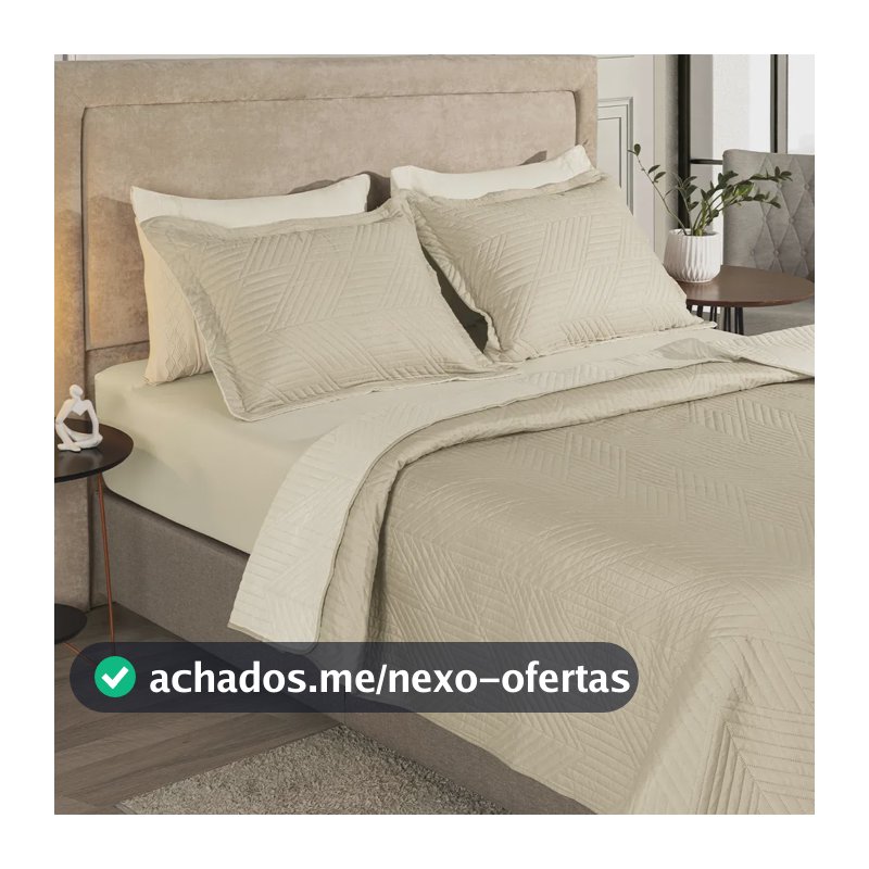 Kit Cobre Leito Colcha Casal 3 Peças Boutis Lisas Dupla Face Porta Travesseiro Aba Americana Oslo Areia