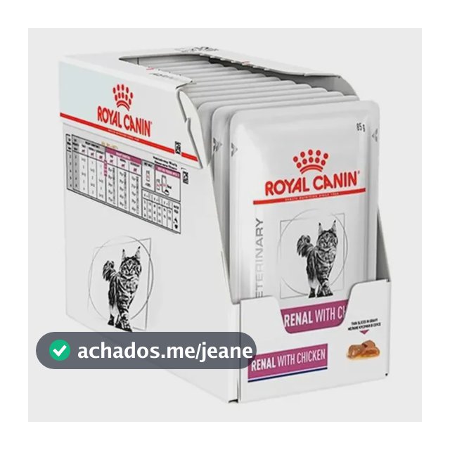 Caixa 12un Ração Úmida Sachê Royal Canin Vet Gatos Renal 85g