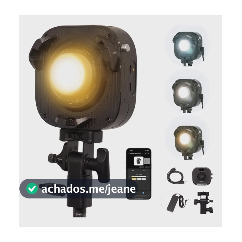 Amaran Halo 100x Luz Cob 100w Bi-color 2700k-6500k Bowens Ac 100v - 240v / 50 - 60hz Preto Branco-neutro