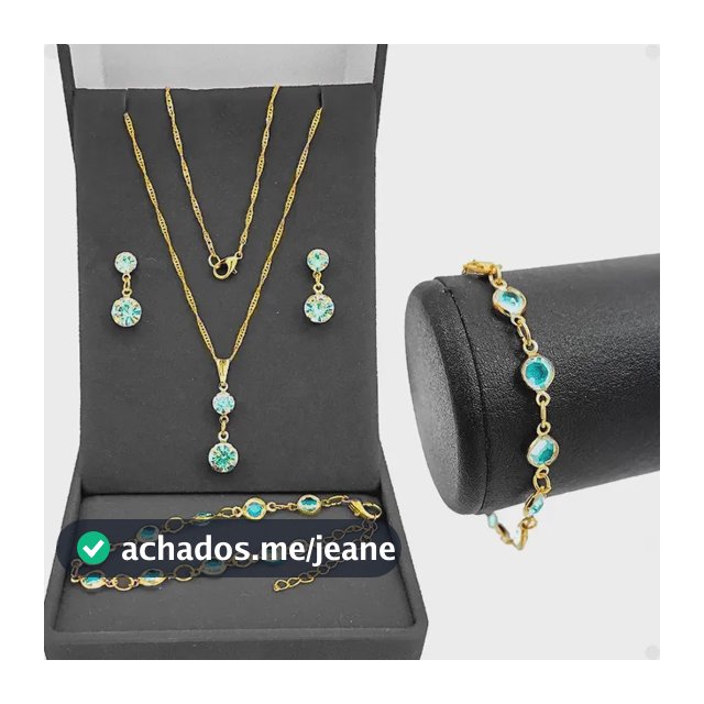 Corrente Feminina Veneziana + Pingente + Pulseira + Brincos Dourado