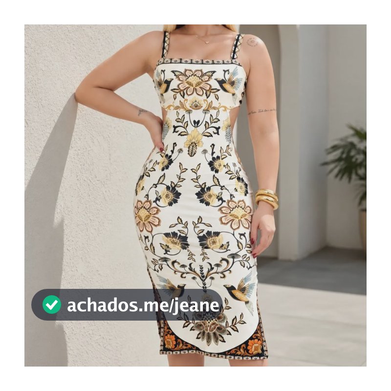 Vestido Feminino Midi Elegante Estiloso Casual Sol Carioca Estampado Único 36-42