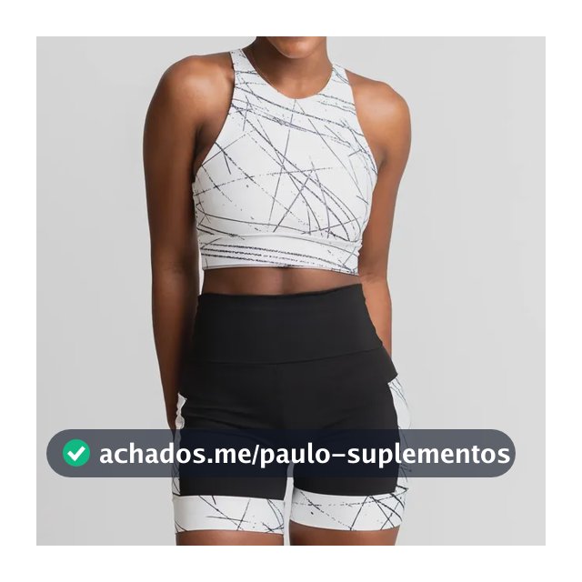 Conjunto Feminino Corrida Shorts E Cropped Com Bojo Corrida Black-white Liso G