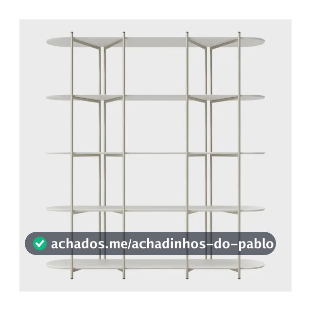 Estante Multiuso Livreiro 5 Prateleiras Aço E Mdf Enya 180cm Cor Off White Fosco com Champanhe