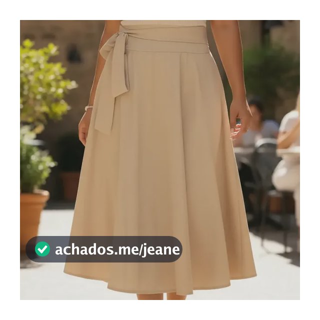 Saia Feminina Midi Evasê Godê Com Amarração Moda Evangélica