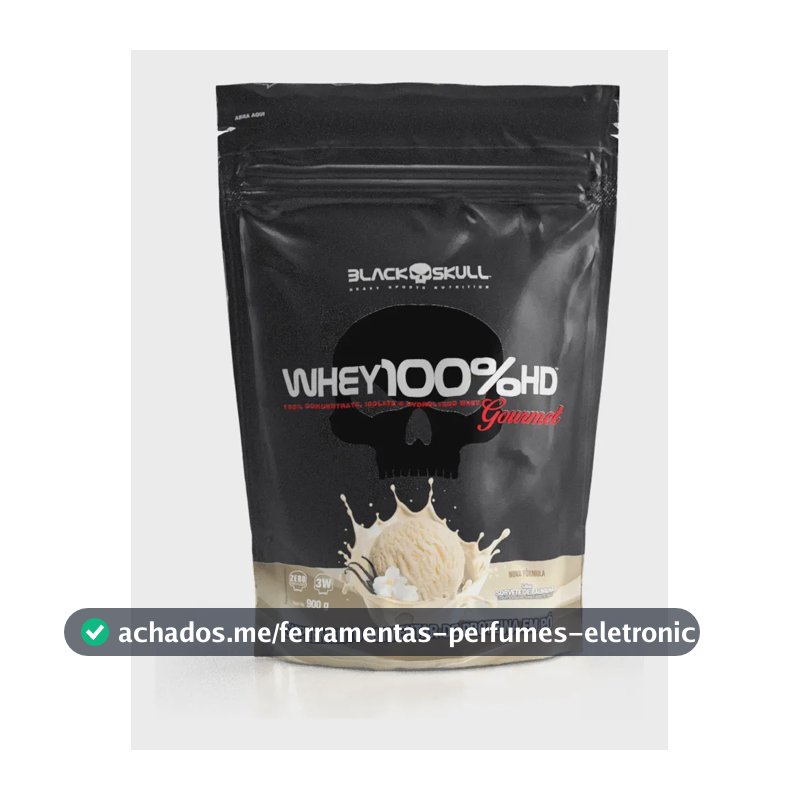 Whey 100% Hd 900g Refil Gourmet - Black Skull Sabor Baunilha