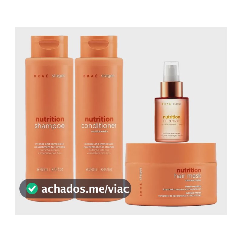 Braé Stages Nutrition Shampoo + Condicionador + Óleo + Másc