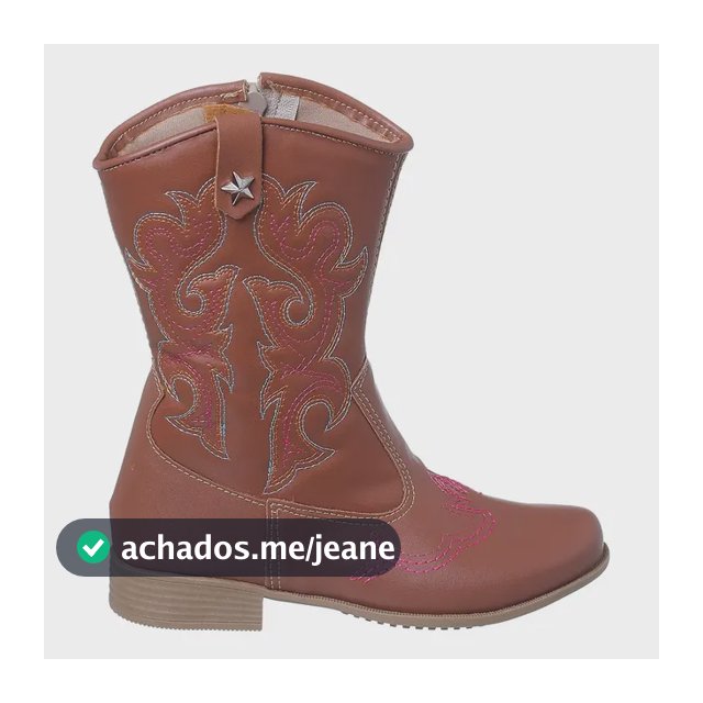 Bota Texana Infantil Menina Country Rodeio Confortável Moda