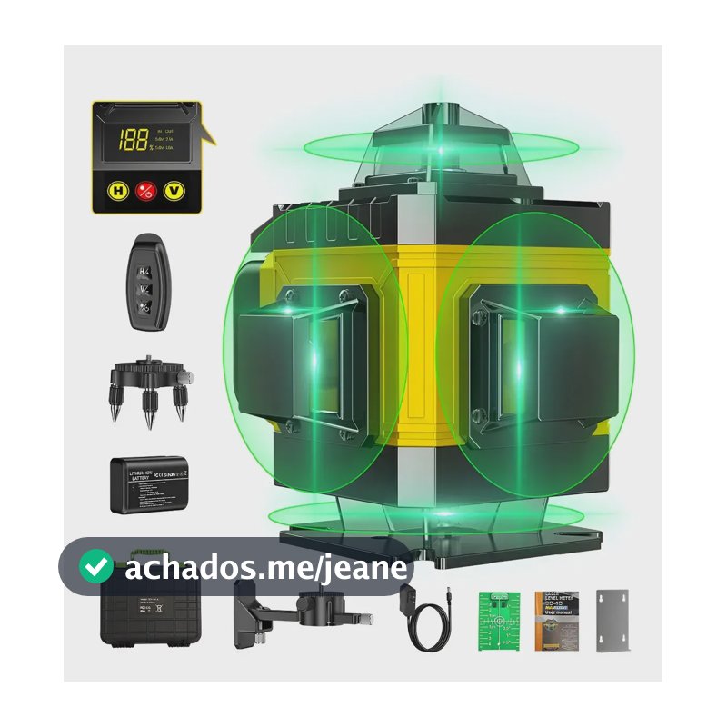 Nível Laser 16 Linhas 4d 3° Autonivelante Com App, 2baterias