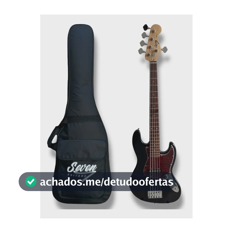 Baixo Elétrico Jazz Bass Seven Guitars SJB-57 de 5 Cordas Preto c/ Bag Luxo