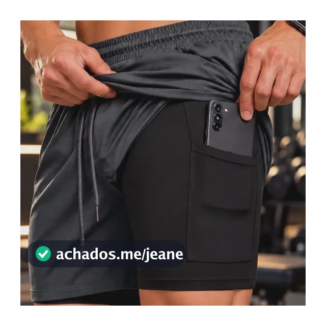 Shorts 2 Em 1 Térmico De Compressão Bolso Secreto Academia