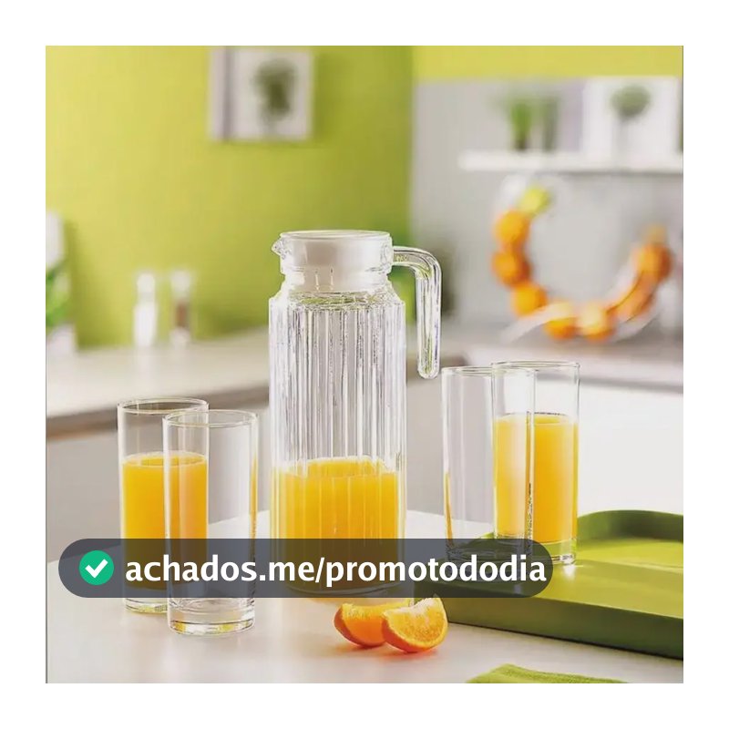 Jarra 1 Litro Com Tampa Para Água Suco Vidro Grosso Com Alça Cor Transparente