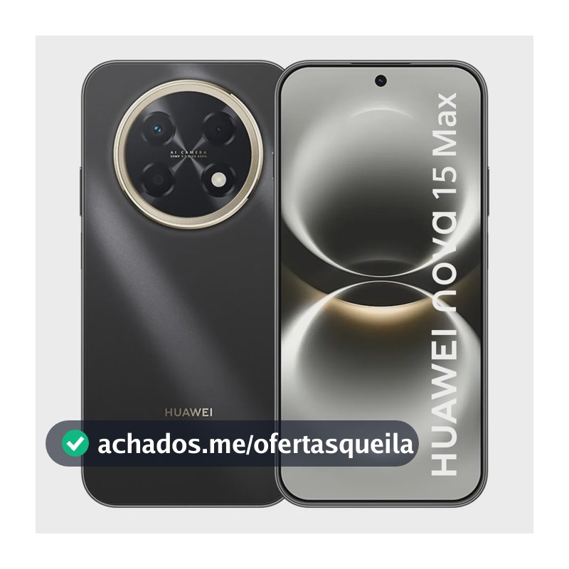 Smartphone Huawei Nova 15 Max 8gb+256gb Câmera Ryyb Ultra Nítida De 50 Mp Corpo Extra Durável Super Bateria De 8.500 Mah Tela Oled Vívida De 6,84 Botão X Preto