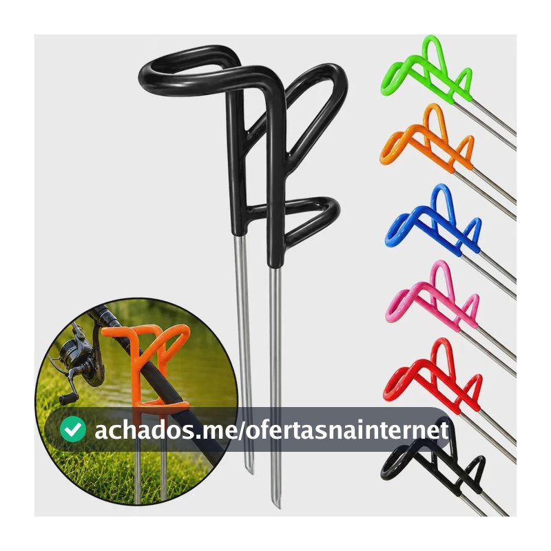 Suporte Vara Pesca Emborrachado Reforçado Resistente 36 Cm Preto