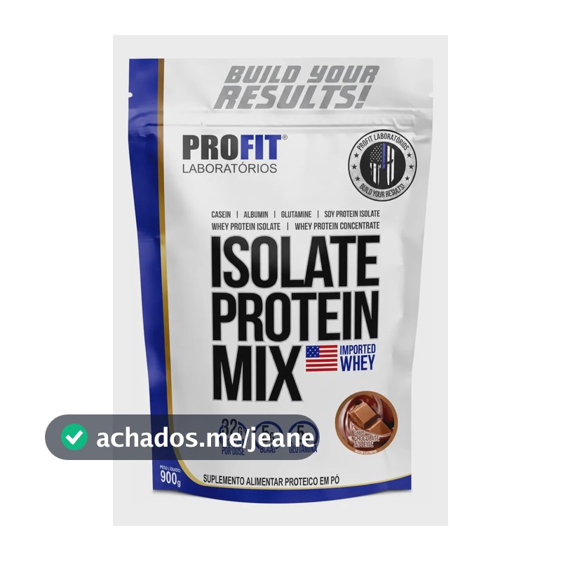 Isolate Protein Mix Whey Isolado Bcaa Glutamina Profit Labs Chocolate Ao Leite 900g