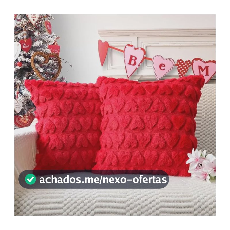 Jogo De Capas Para Almofadas Alto Relevo Estampa De Coração Vermelho 2 Unidades
