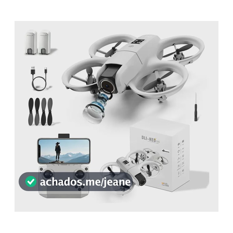 Mini Drone Neo Duple Câmera Hd Evita Obstáculos 2 Baterias Cinza
