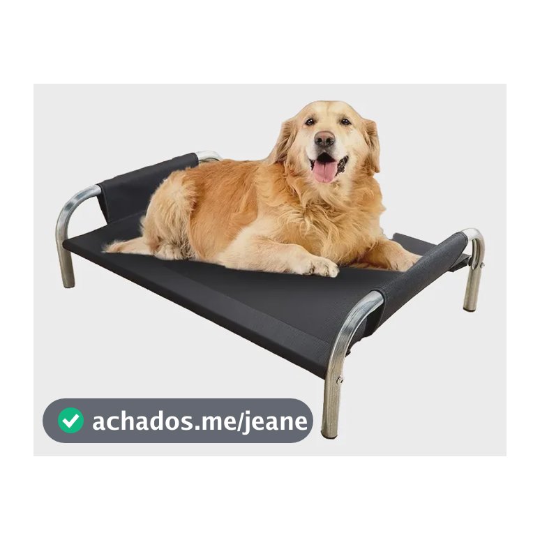 Cama Suspensa Grande Cachorros Textilene Preto 90×65×26cm Preto Liso