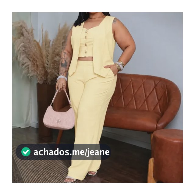 Conjunto Alfaiataria Plus Size Calça Pantalona Colete Bolsos