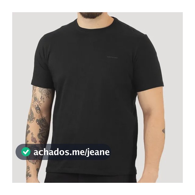 Camiseta Calvin Klein Jeans Masculina Light New Logo Preta