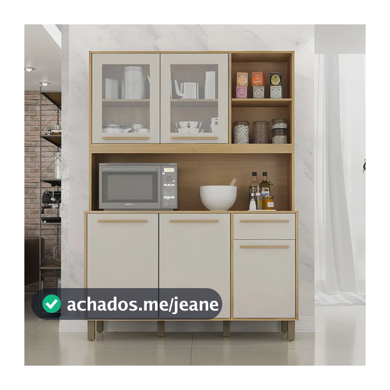 Armário de Cozinha Valdemóveis Rubi Cinamomo e Off White com 5 Portas e 1 Gaveta
