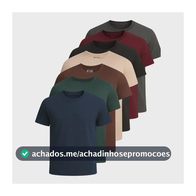 Kit 7 Camisetas Basica Lisa Algodão Premium Masculina