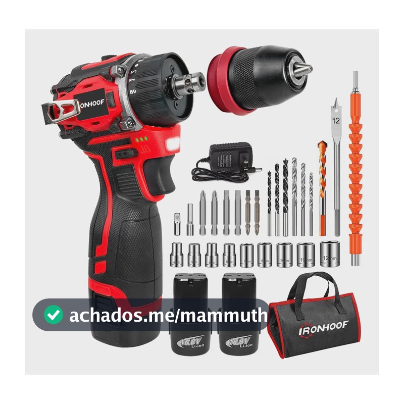 Furadeira E Parafusadeira Eletrica Brushless 2 Bateria Vermelho 110/127/220v 60hz