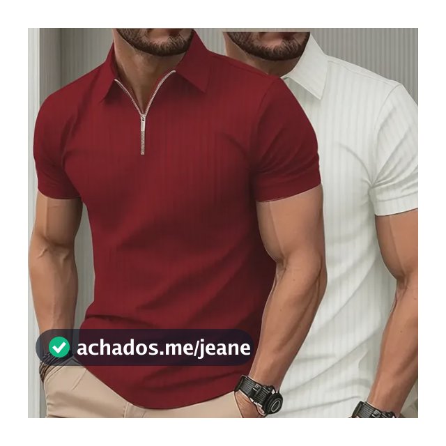 Kit 2 Camiseta Polo Manga Curta Com Ziper Masculina Canelada