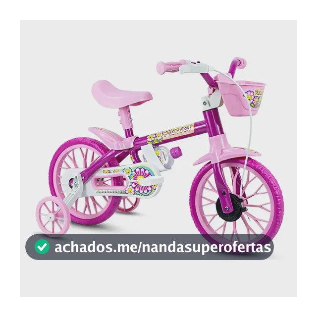 Bicicleta Infantil Aro 12 Menina Nathor Flower Rodinha Cesta 2 a 5 Anos