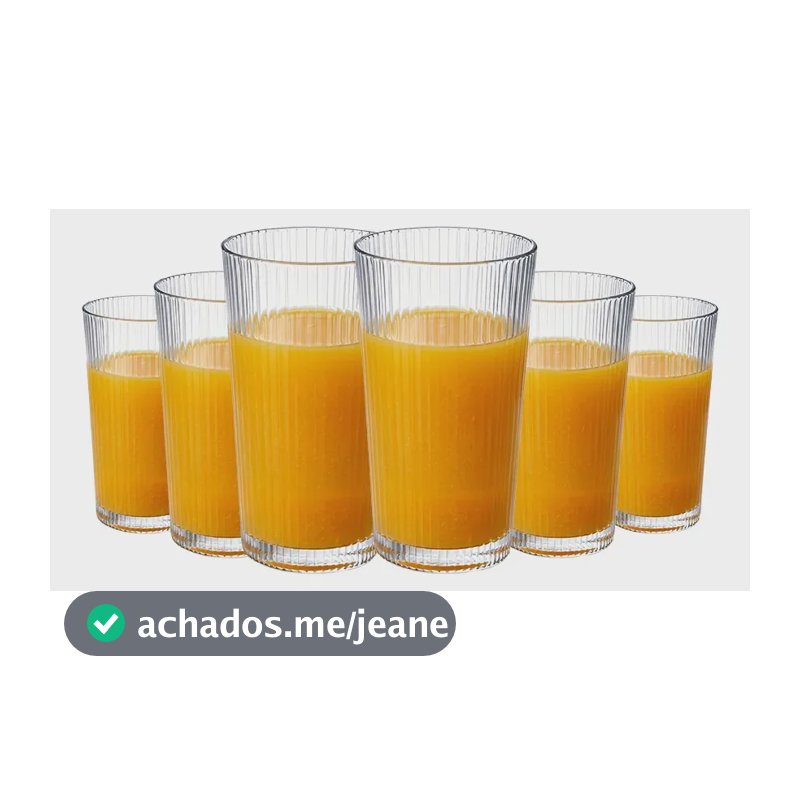 Copo Vidro Canelado, Jogo Copo De Vidro 220ml, 6pçs - Ruvolo