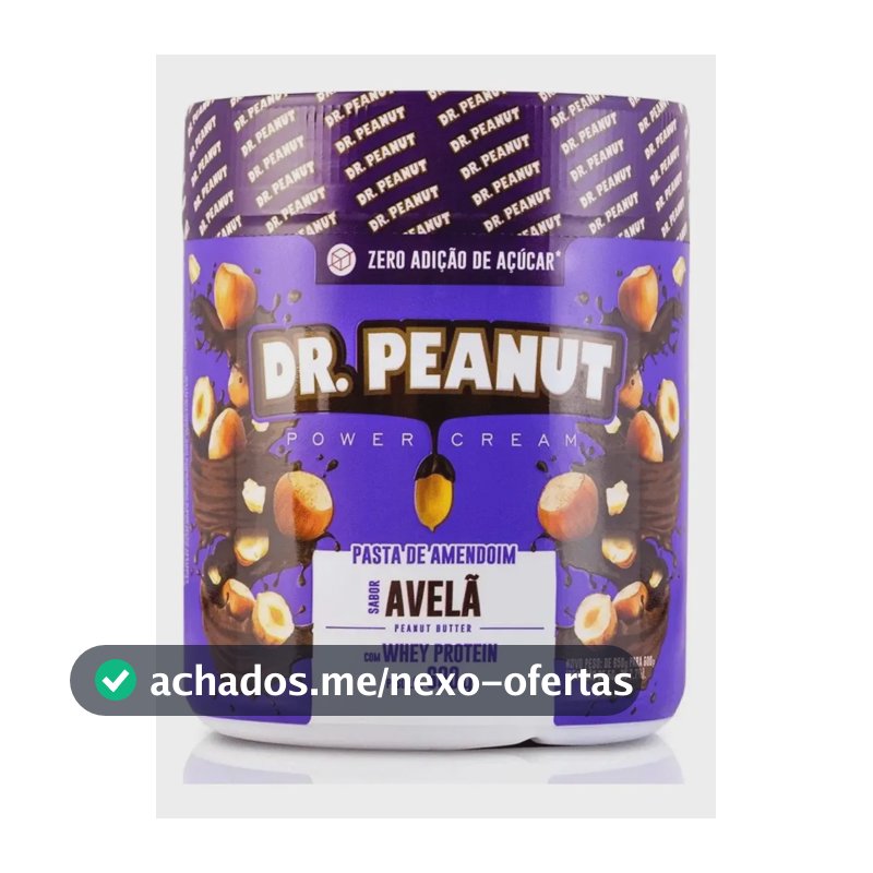 Amendoim, Proteínas, Gordura Dr. Peanut Creme de Amendoim Pasta 100% Original Dr. sabor Avelã x 600g