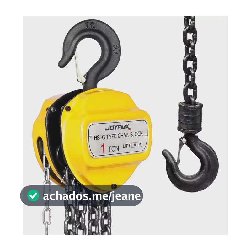 Talha Manual Joyfox 1 Tonelada Corrente 10m Freio Duplo Amarelo