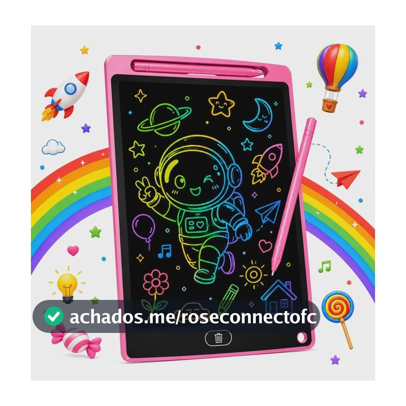 Lousa Mágica Infantil Lcd 12 Pol Grande Para Desenho Rosa