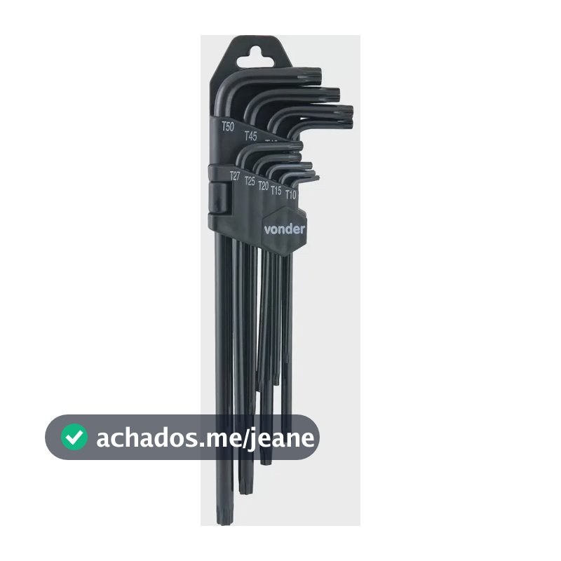 Jogo De Chaves T10 a T50 Longa Hexalobular Torx 9 Peças Vonder