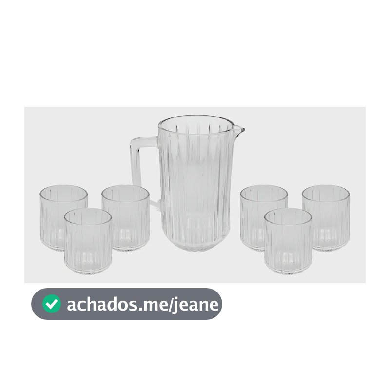 Conjunto 7 peças Jarra Com 6 Copos Cristal Bangkok Wolff Cor Transparente