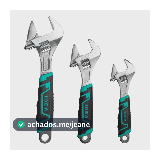 Kit 3 Chaves Inglesa Ajustável Cabo Emborrachado 8 10 E 12'' Cor Verde