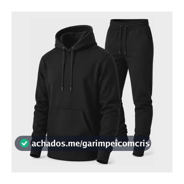 Conjunto Calça E Blusa De Moletom Liso Masculino Unissex Gg Preto