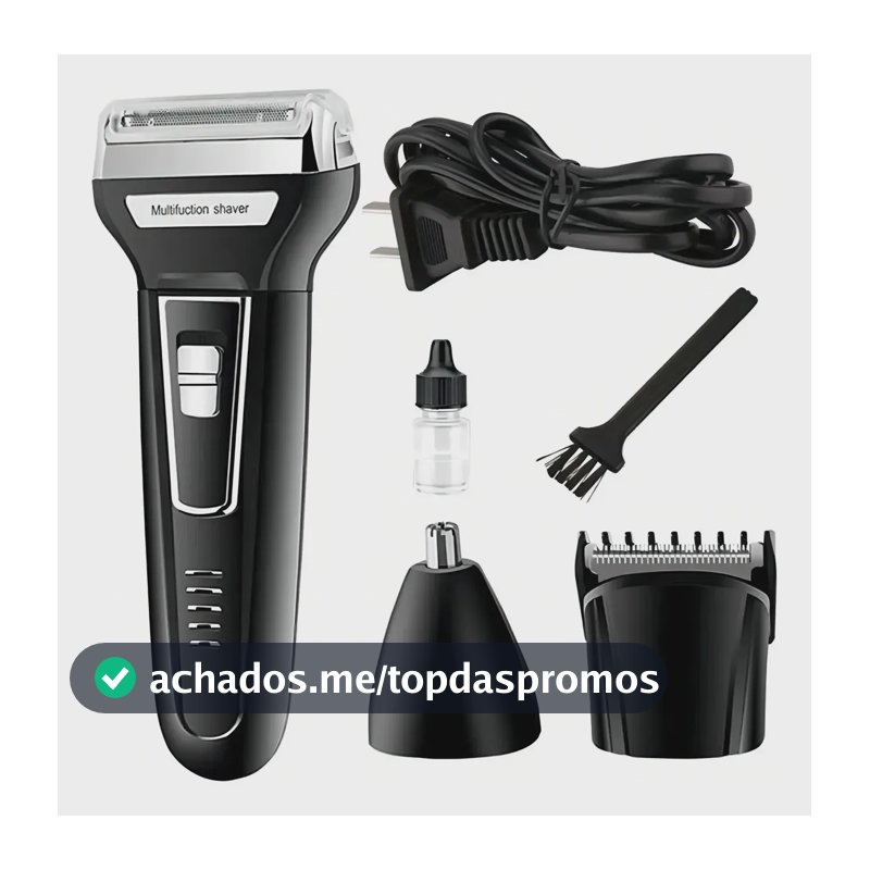 Máquina de aparar Barba E Pelos Barbeador 3 Em 1 Recarregável Bivolt Km6558 Preto