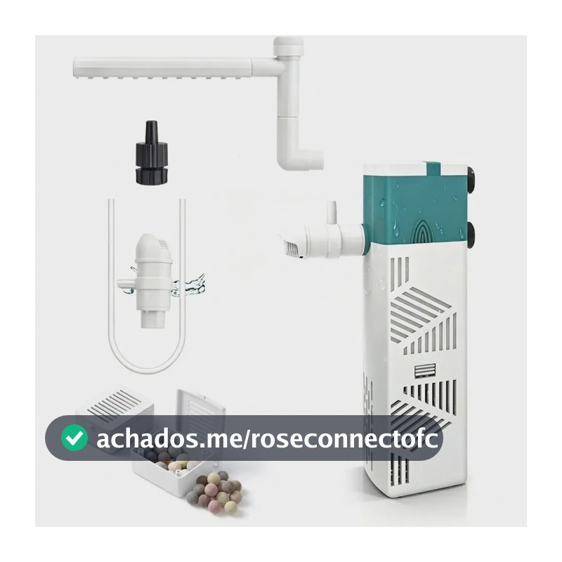 Filtro Interno Aquário Newpet 450 L/h 25-100L 4 Em 1 Fluxo Regulável Com Cerâmica E Esponja Filtragem Biológica Silencioso