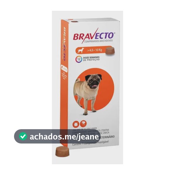 Bravecto Cães 4,5-10kg 250mg Comprimido Mastigável Msd Laranja