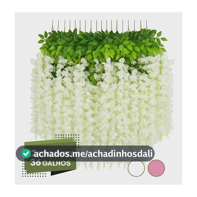 12 Pendentes Flor Cerejeira 36 Galhos Decoração Artificial Branco