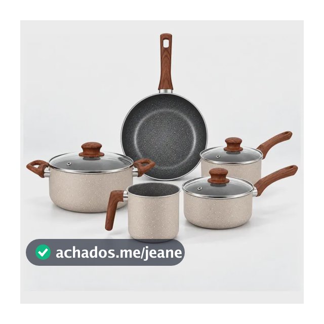 Jogo De Panelas Indução Cerâmica 5 Peças Cor Off White Azul Matera/nude