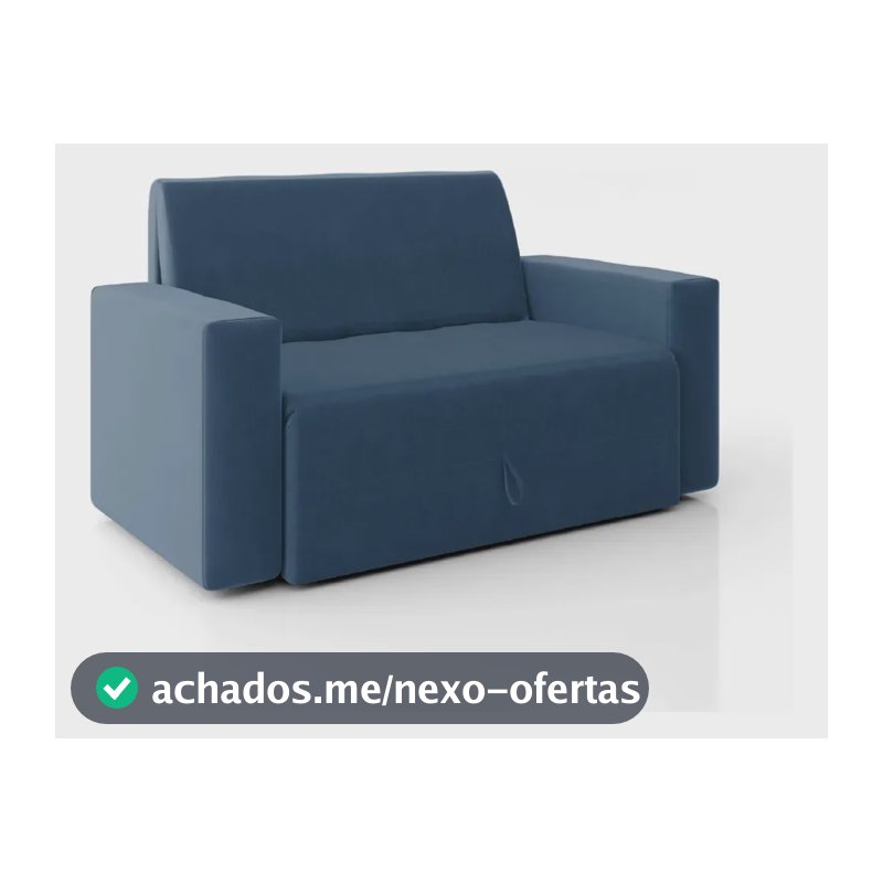 Sofá Cama 2 Lugares Pratik 5000 Mamflex Azul Suede