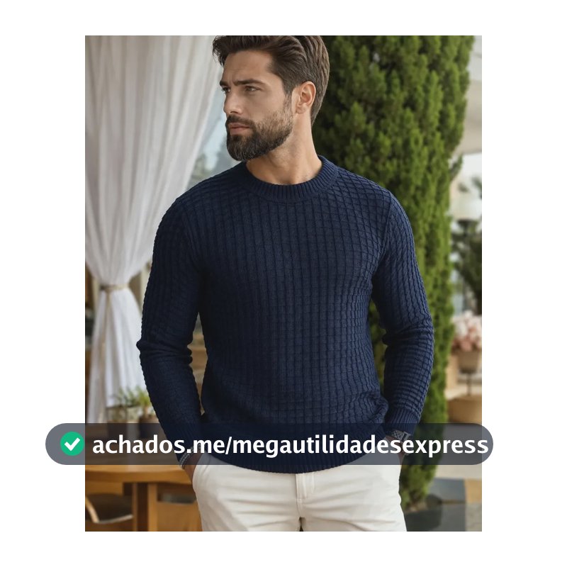 Blusa De Frio Suéter Masculino Lã Tricot Moderna Marinho Links Gg