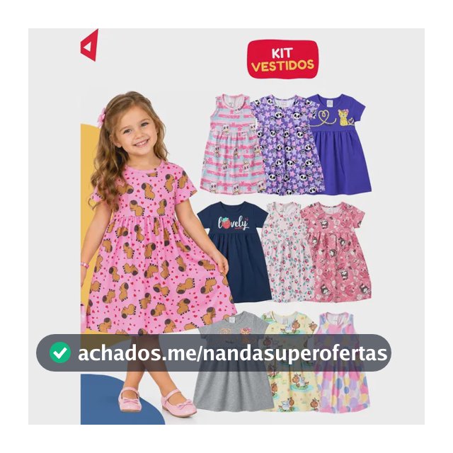 Kit 5 Vestidos Infantil Verão Conforto Menina Algodão Leve