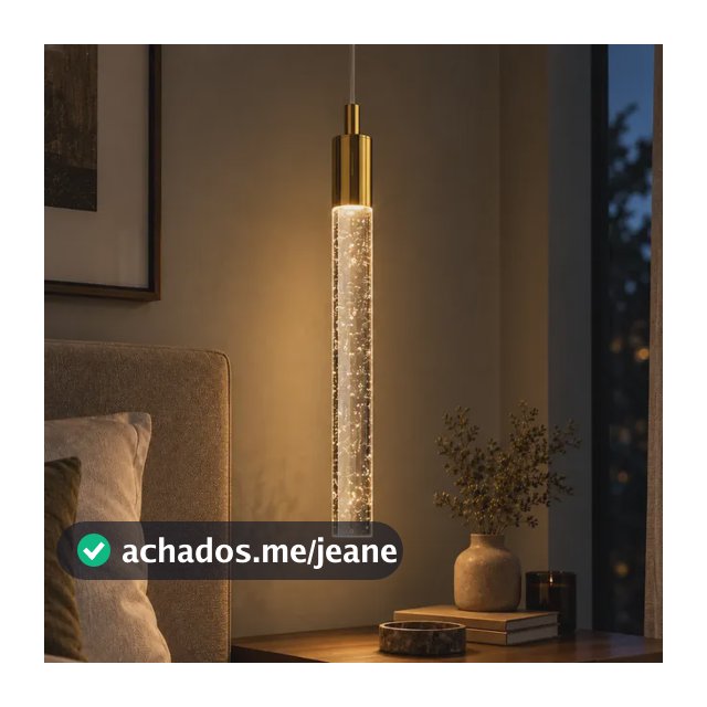 Luminária Pendente Led Cilíndrico Cristal Bolha 110/220v 127/220v Dourado