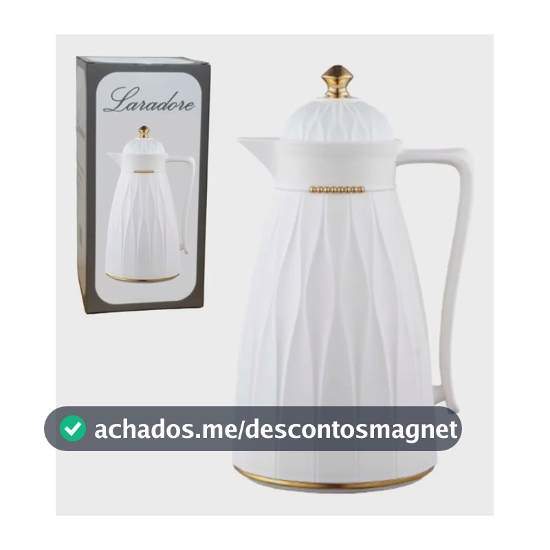 Garrafa Térmica De Café Laradore Chic - Branca E Dourada 1l Branca E Dourada