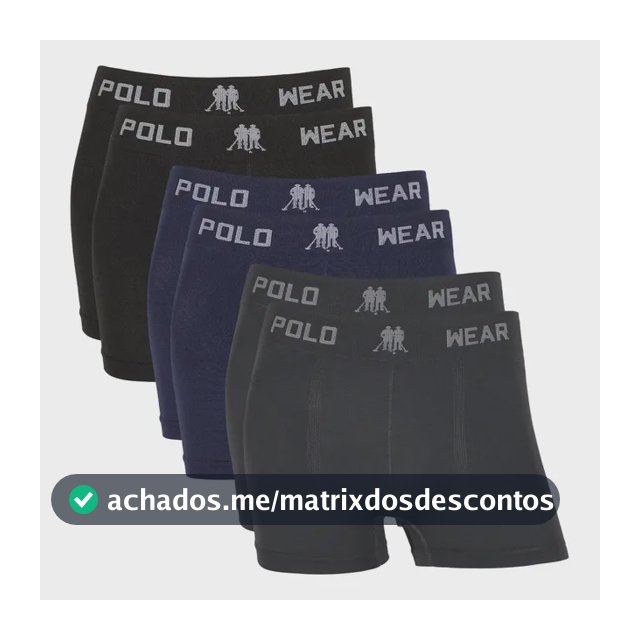 Kit 6 Cuecas Boxer Microfibra Polo Wear Sem Costura Original